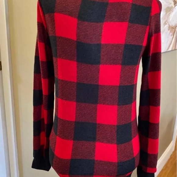 Buffalo plaid gold reindeer hoodie. Size small - Picture 4 of 4